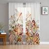 Dragonfly Flowers Sheer Curtain For Living Room Voile For Window Blinds Bedroom Tulle Drape Kitchen Cortinas Hall Curtains