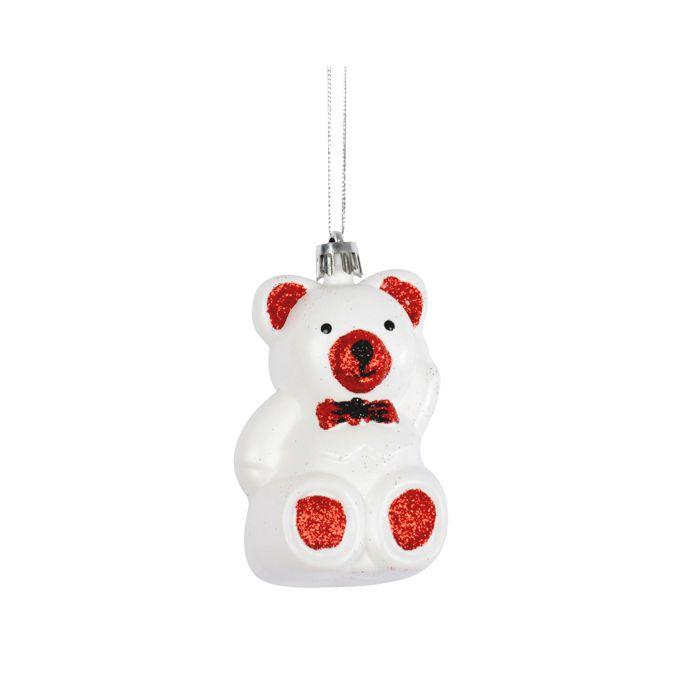 Boule de Noël - Ourson Blanc - 9 cm - PVC - Décoration Suspendue