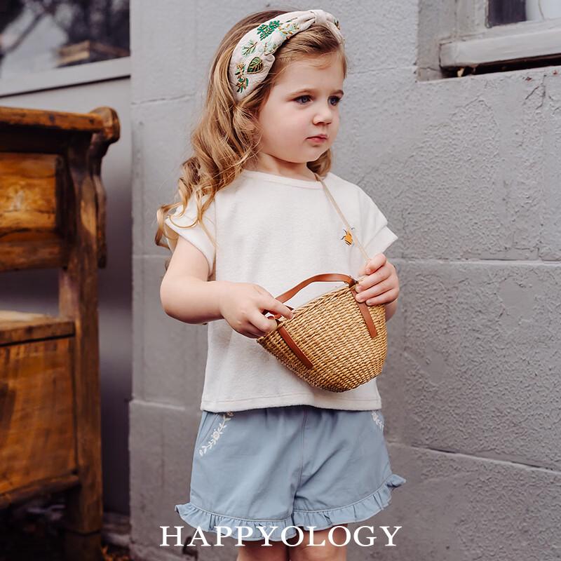 Хлопковые шорты Happyology для девочек с оборками и вышивкой