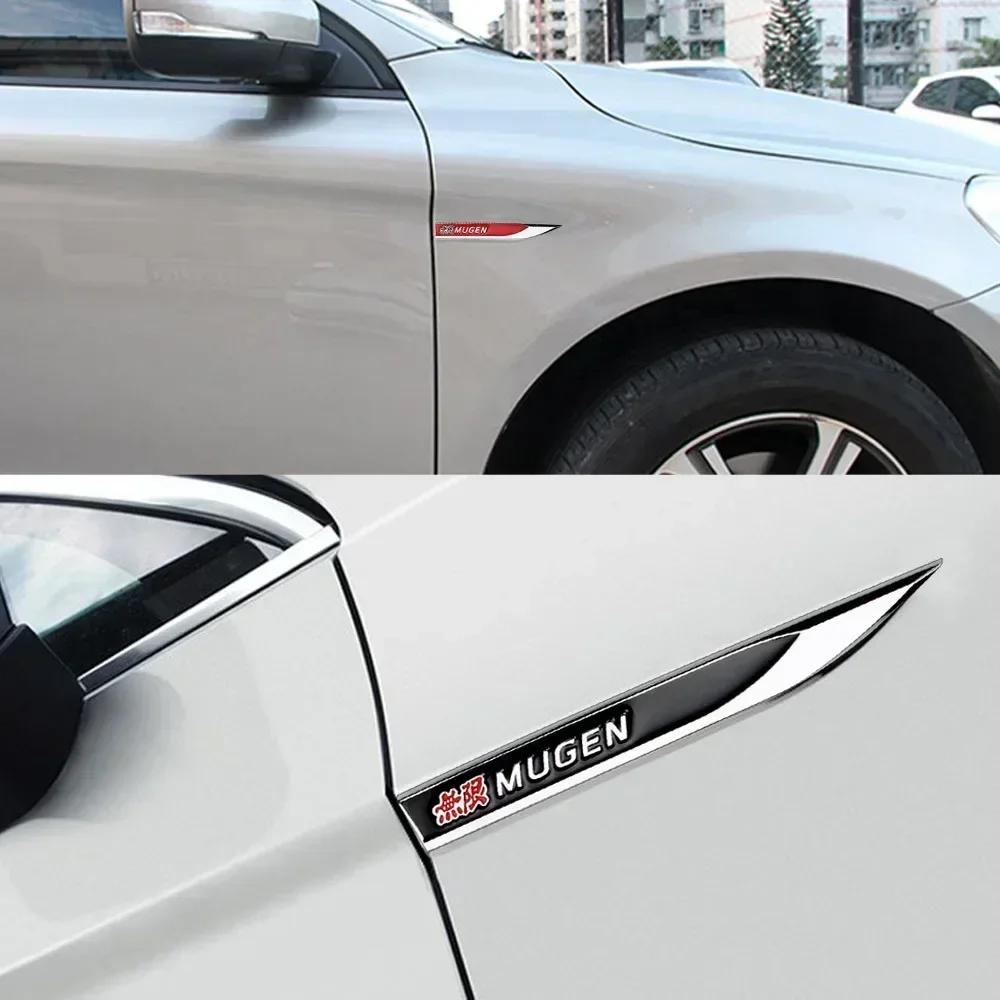 FIQ1 2pcs x Metal Mugen Logo Side Fender Emblem Badge Car Body Sticker Decal for Honda Civic City Jazz Accord Crv Fit Insight