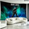 Bon Jovi Band Wall Tapestry Aesthetic Wall Hanging Printed Fabric Blanket Decorative Tapestries for Bedroom Living Room Home Decor