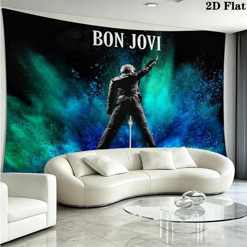 Bon Jovi Band Wall Tapestry Aesthetic Wall Hanging Printed Fabric Blanket Decorative Tapestries for Bedroom Living Room Home Decor