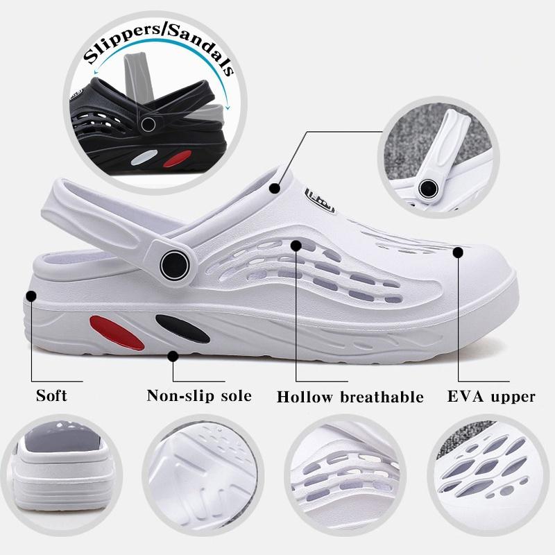 Summer Beach Shoes Men Breathable Sandals Casual Shoes Slippers Garden Shoes Plus Size Hole Shoes Flip Flop Leisure Outdoor Summer Sandals