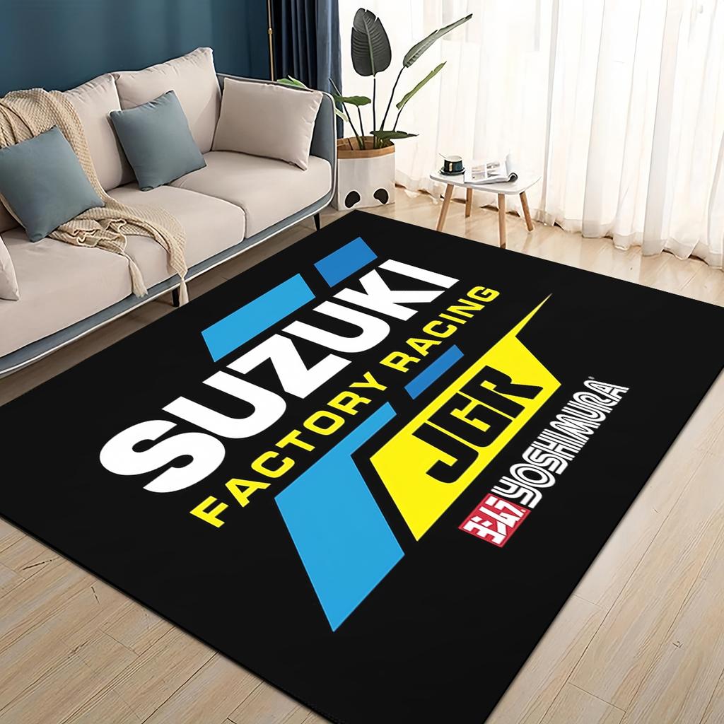 3D Гоночный автомобиль Логотип S-SUZUKI Мотоциклетный ковер для гостиной спальни домашнего дивана, Детский игровой нескользящий коврик для пола