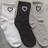 Women Solid Color Love Heart Black White Sports Short Socks Fashion Cute Lady Girl Ankle Socks Low Tube Boat Socks