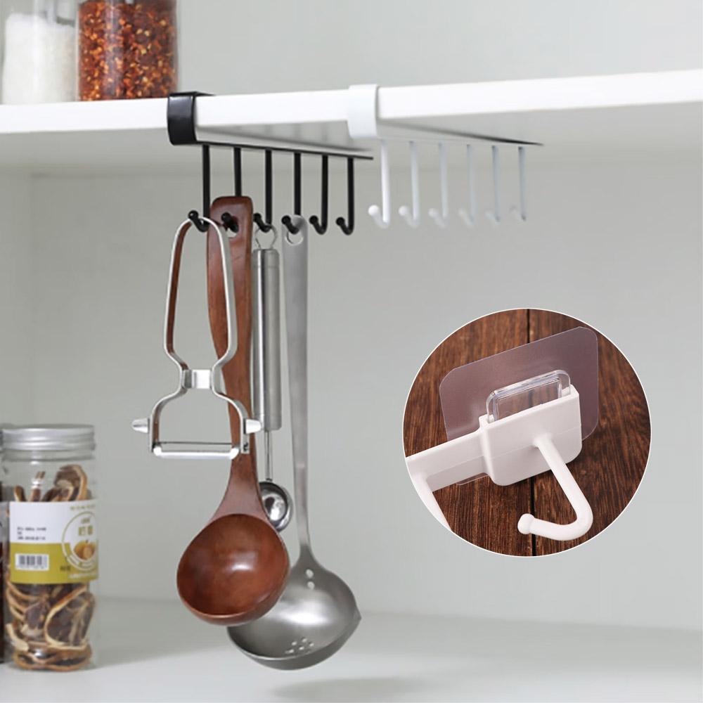 Multi-functional Sundries Hook Shelf Nail Free Mug Cup Hanger Cabinet Storage Rack Household