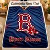Flannel BlanketBoston Red Sox Custom Name Text Personalized Soft Warm Throw Blanket Home Decor Gift