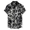 Мужская рубашка с коротким рукавом, повседневная модная принтованная рубашка на пуговицах, кардиган с нагрудным карманом