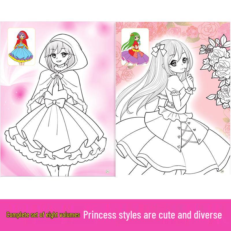 Книжка-раскраска «Принцессы» для девочек 3-10 лет