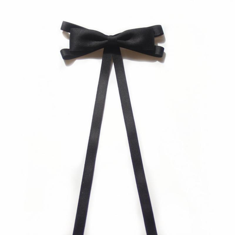 1 шт. Женская брошь-бантик ручной работы из ленты, черная, в британско-корейском стиле для рубашки с белым воротничком.