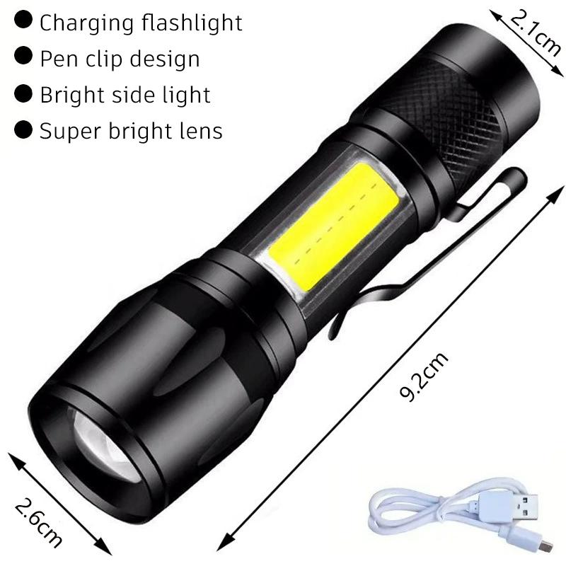High Power LED Flashlight Powerful USB C Rechargeable Tactical Zoom Flashlight with 3 Gear Outdoor Camping Hiking Fishing Torch