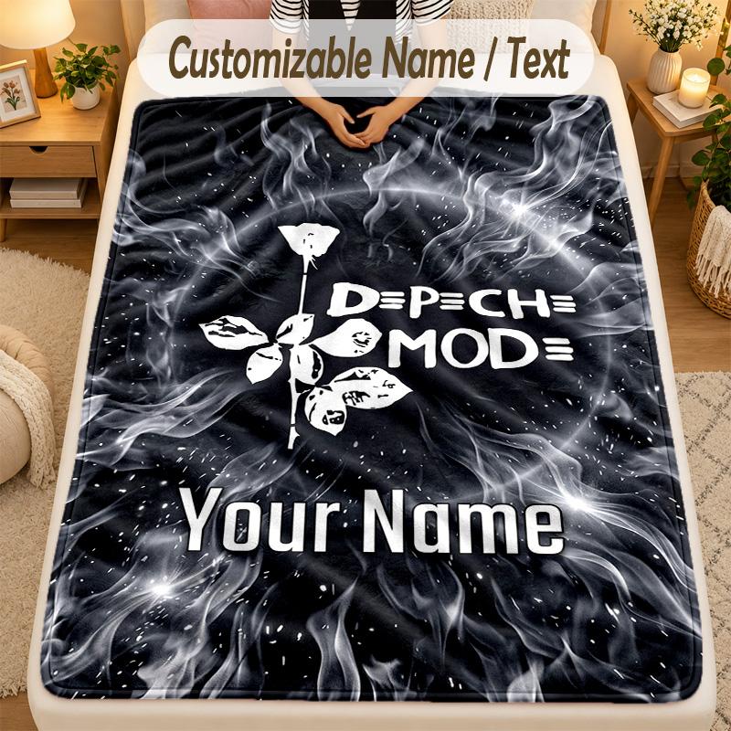 Flannel BlanketDepeche Mode Custom Name Text Personalized Soft Warm Throw Blanket Home Decor Gift