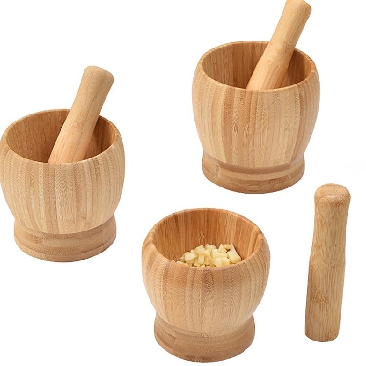 Hand Pestle Seasoning Bowl Set With Wooden Garlic Bowl for Family Cooking and Everyday Sauce Mixing During Meals