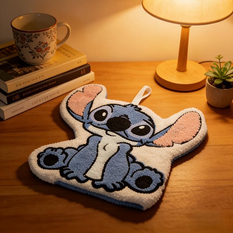 Disney Кавайный Стич Ангел Подвесное Кухонное Полотенце Мультяшный Милый Впитывающий Коралловый Флис Для Кухни Быстросохнущий Принадлежности для Ванной