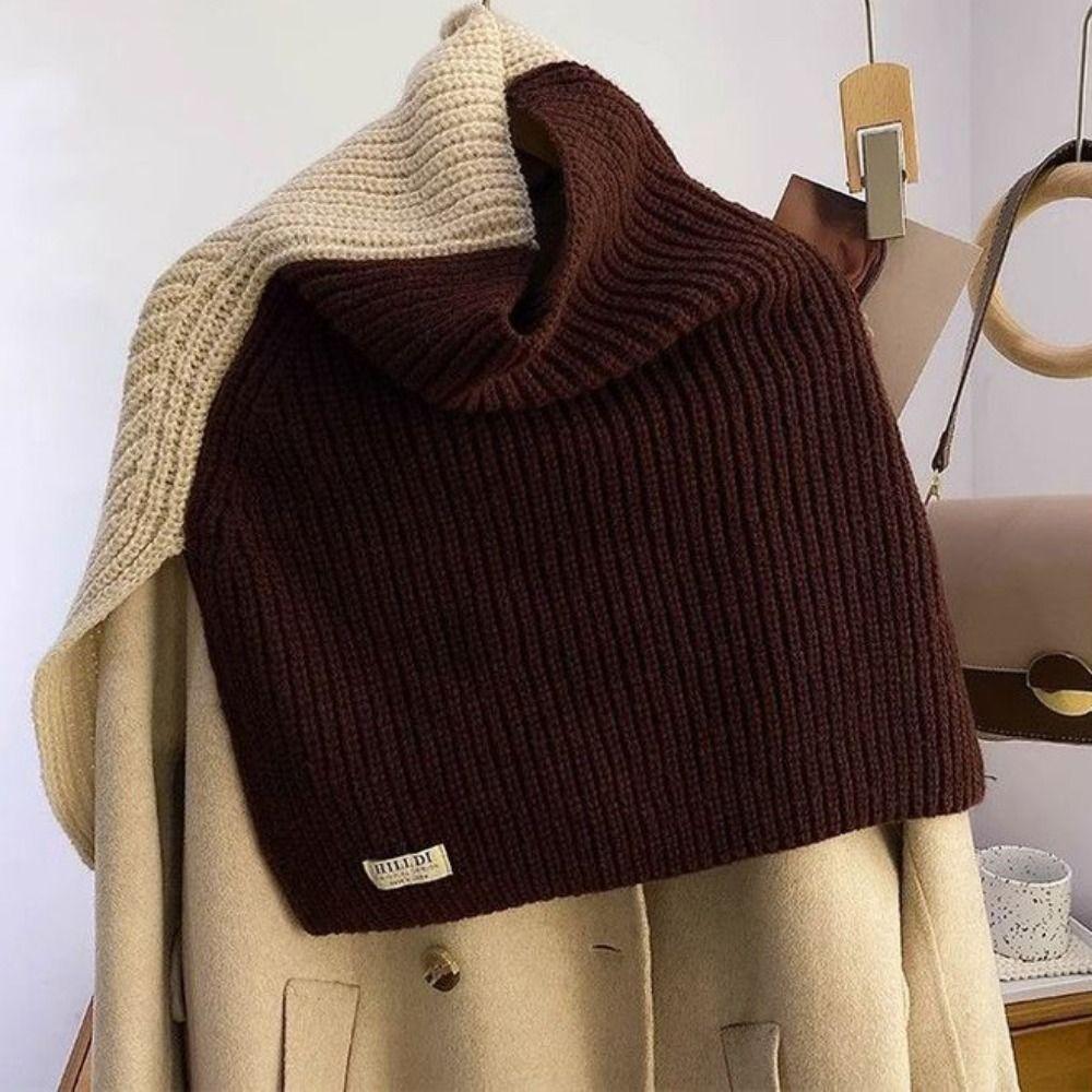 Contrast Color High Collar Shawl Warm Neck Wraps Retro Shawl Wraps Girl