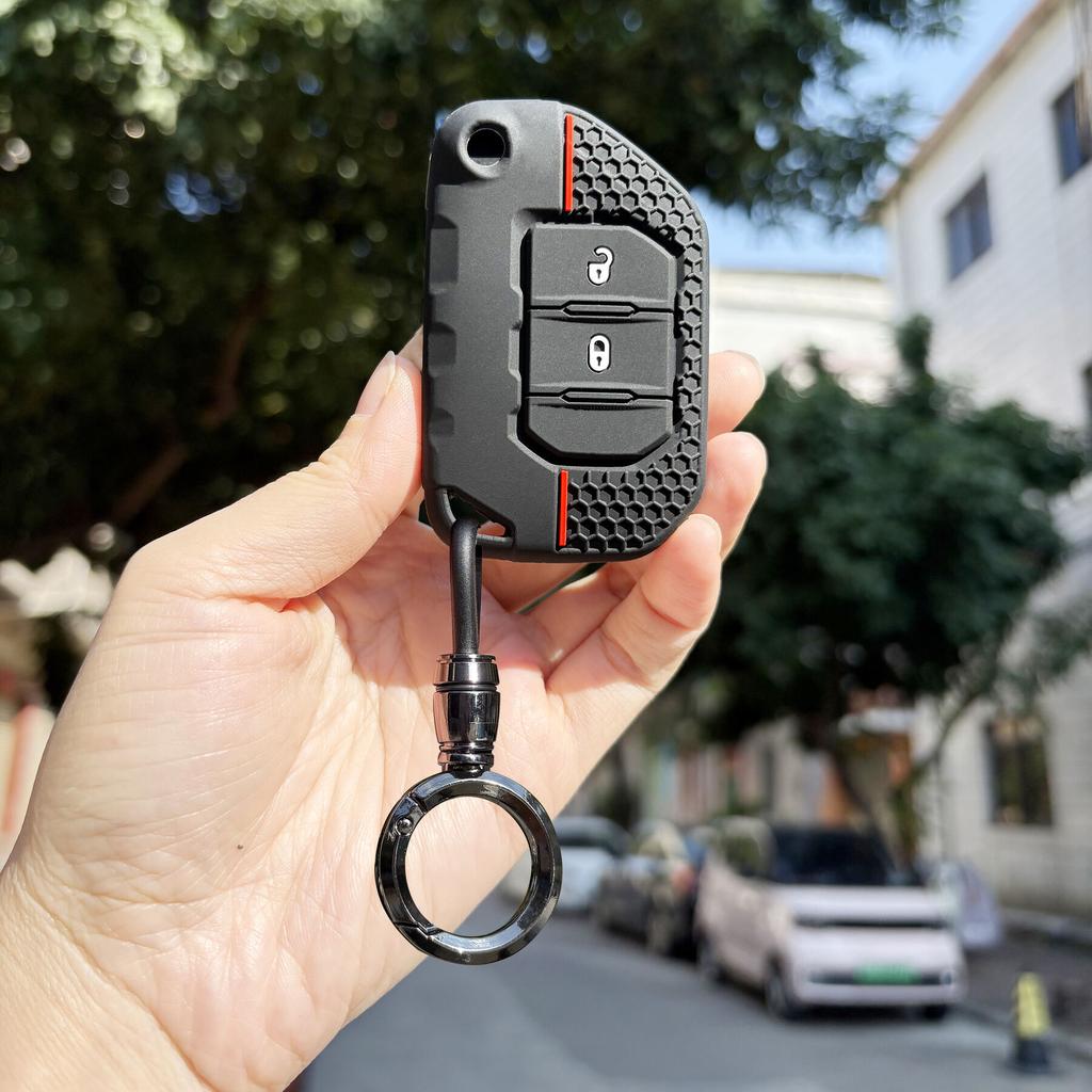 Автоаксессуары Защита Для Jeep JL 2021 Wrangler JLU Gladiator Grand Cherokee Силиконовые Колпачки Держатель Для Автомобильного Ключа Складной Чехол Для Ключа