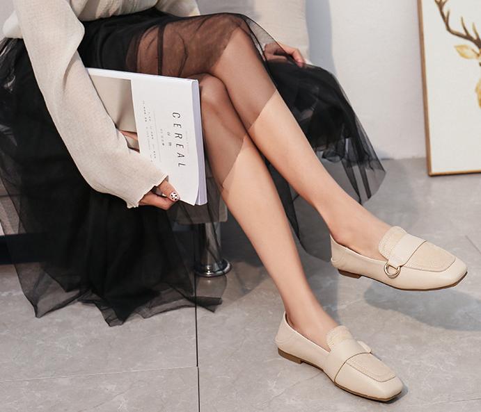 Новые весенние женские туфли в корейском стиле с неглубоким воротом и плоским квадратным носком, одна педаль, ленивые кожаные туфли, гороховые туфли