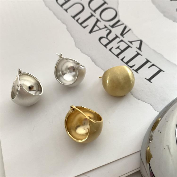 Серьги-кольца из стерлингового серебра 925 пробы, корейские, геометрический шар, рисунок, простые, темпераментные, изысканные, сексуальные, ювелирный подарок, серьги-кольца