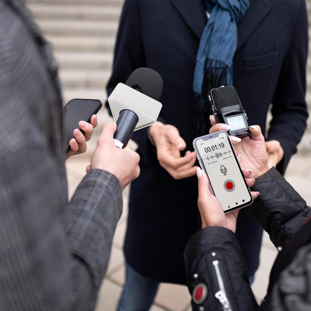 EXCEART Interview Microgo ABS Injection Molded Interview Microphone Station Microphone Flag Advertising Image Enhancement Portable Set of 2 (White