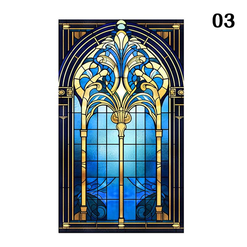Ретро Арт-стекло Пленка Европейский стиль Витраж Церковное искусство Приватность Окна Наклейки Непрозрачный Отель Клуб Веранда Окно Декор Пленка