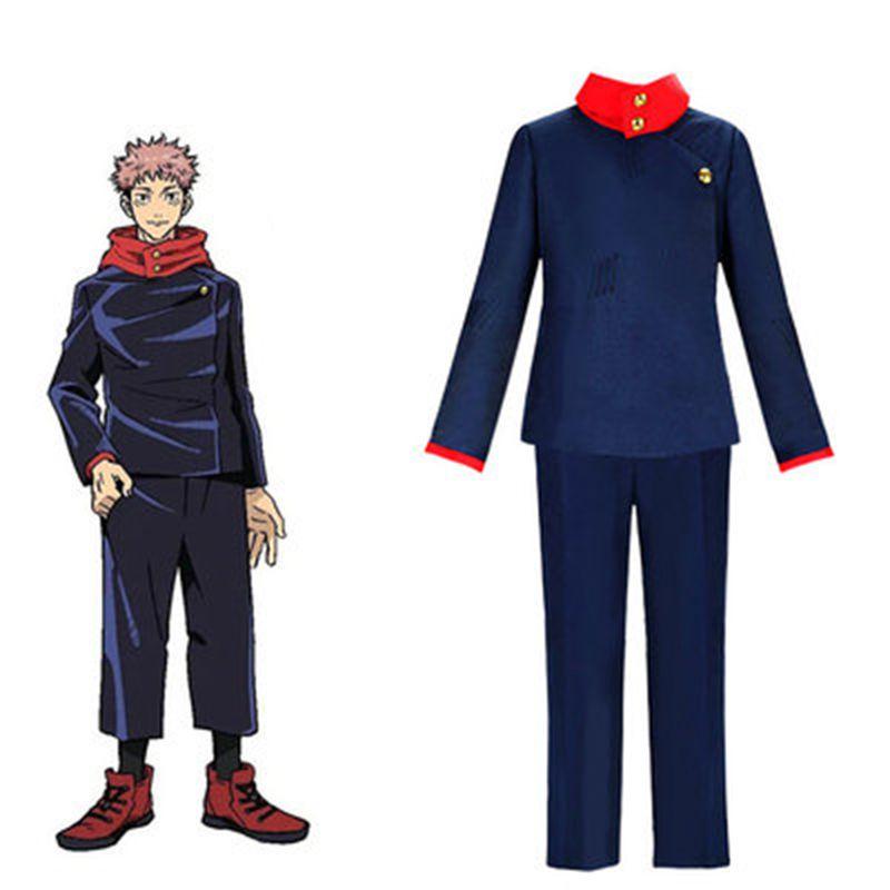 Аутентичный костюм для косплея Юдзи Итадори из «Магической битвы» для мужчин и женщин с париком