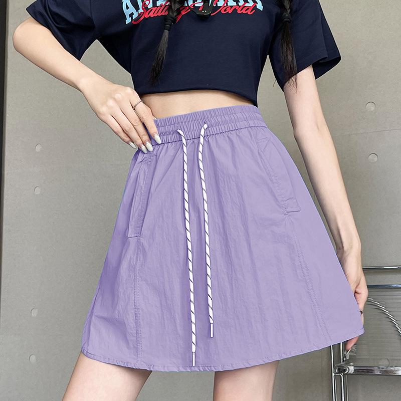 Apricot 2025 Women's A-line Elastic Waist Skirt Shorts - Loose, Slimming, Anti-exposure.