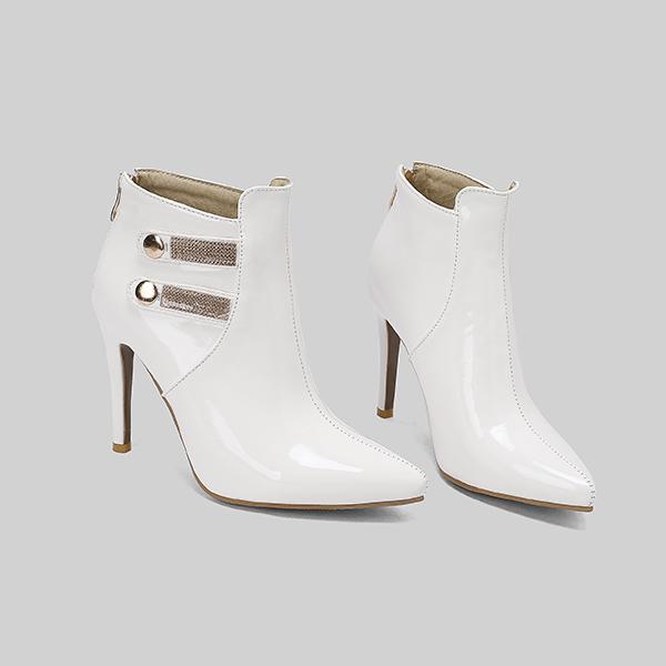 Черно-белые женские ботильоны на высоком каблуке, маленький, большой размер 32 50