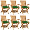 Day and Night - Day and Night Garden Chairs 6 Units Solid Teak Wood with Green Cushions