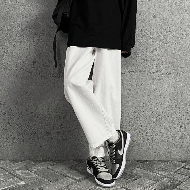 Мужские прямые брюки, модные повседневные широкие брюки, классические винтажные брюки