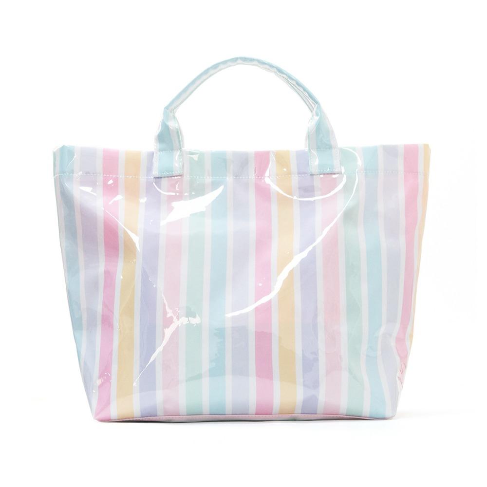 Polyester Travel Handbag Large Capacity Foldable Hand Luggage Shoulder Bag Striped Design Clothes Organizer Cabin Under The Seat