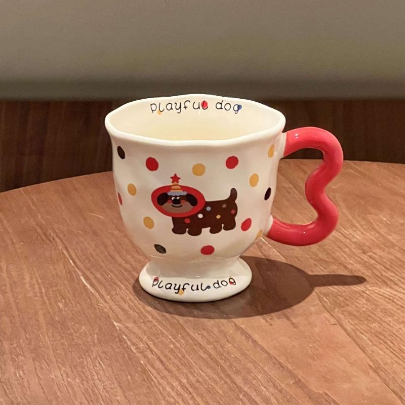 Кружка с крышкой для девочек «Высокая ценность груди Фуфу Милый котенок в горошек» Керамическая чашка Подарок на день рождения Сувенир