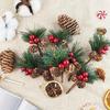 10 Pieces of Simulated Pine Cone Red Berry Cuttings Decoration Ornaments Pine Needle Mini Christmas Tree Accessories