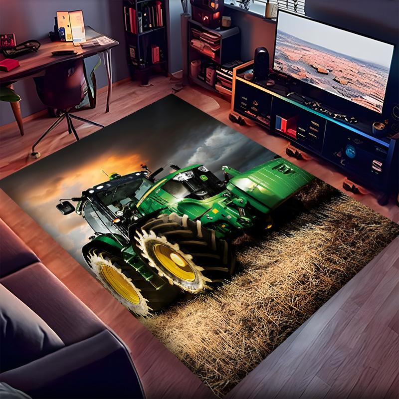 Tractor Polyester Carpet, Soft Indoor Mat for Office Chair, Living Room, Computer Desk - Decorative Home Office Rug Design
