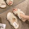 French Stunning High-end Flat Bottom with Skirt Sandals Fairy Style New Summer Thick-soled Roman Slippers