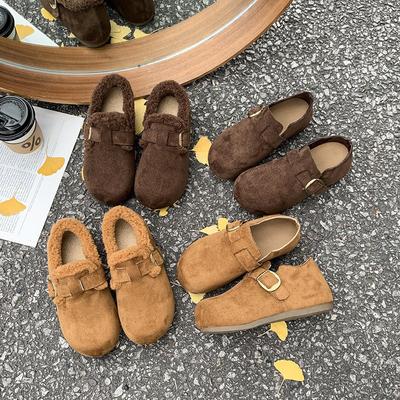 Женские флисовые теплые зимние ботинки на толстой подошве, новая осенне-зимняя повседневная обувь Boken из шерсти и хлопка