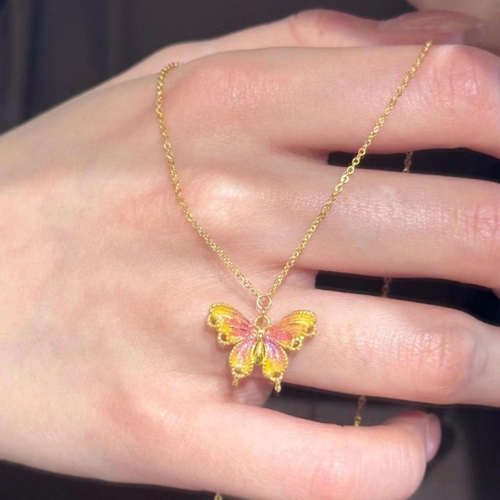 Ожерелье с кисточками и бабочками градиентного цвета в женском стиле феи, новый высококачественный и универсальный нишевый дизайн