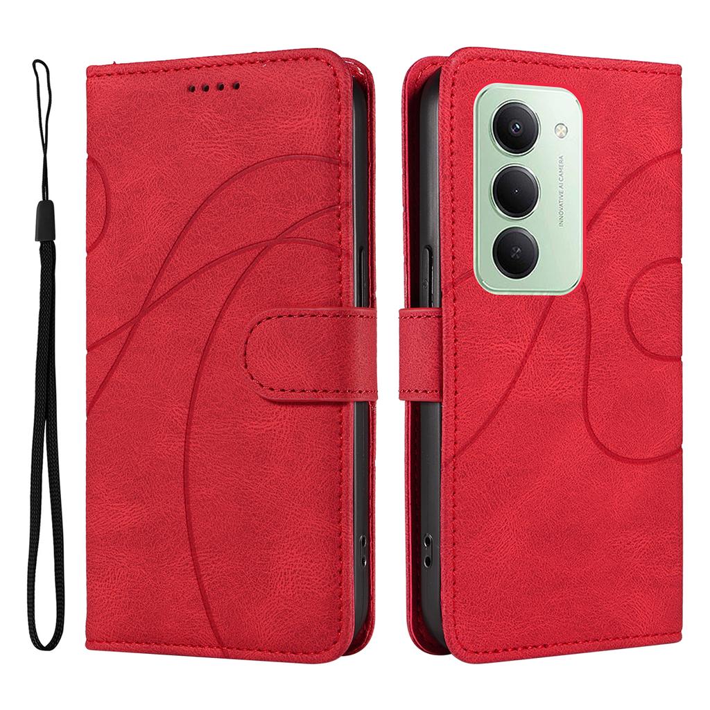 Для Xiaomi Redmi 15 4G (США) (171 мм) Кожаный чехол-кошелек с подставкой и дизайном изогнутых линий