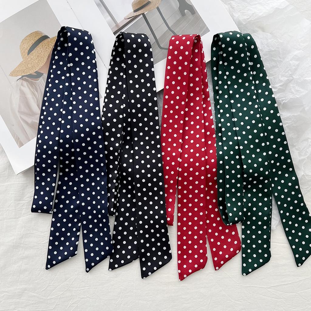 Американский ретро платок в горошек из шелка Spice Girl Женский весенне-осенний тонкий универсальный нишевый дизайн Платок-шарф в стиле миллениум