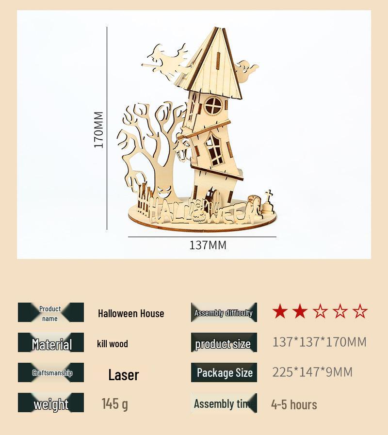 Halloween DIY Ghost Festival Wooden Puzzle - Children's Handmade Educational Toy