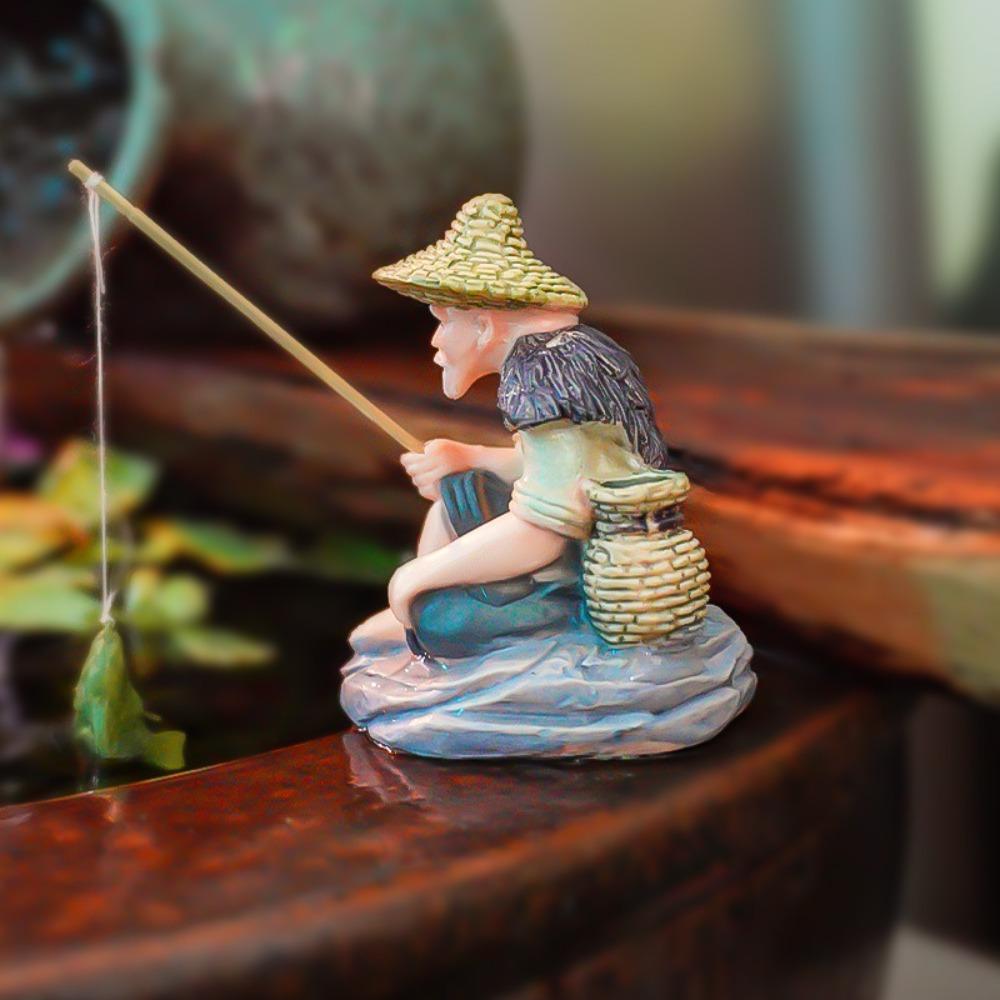 DIY Old Man Fishing Ornament Aquascape Decorative Fish Tank Decoration Rockery Landscape Ornaments