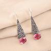 Натуральный розовый турмалин драгоценный камень 925 стерлинговое серебро ювелирные изделия ручной работы серьги 1,9" EE-165-3