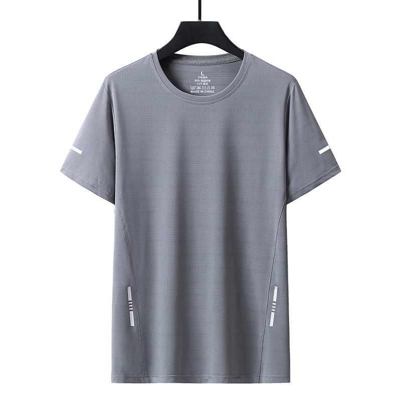 Летняя футболка из ледяного шелка с коротким рукавом, мужская эластичная быстросохнущая футболка с короткими рукавами, мужская верхняя одежда, мужская одежда