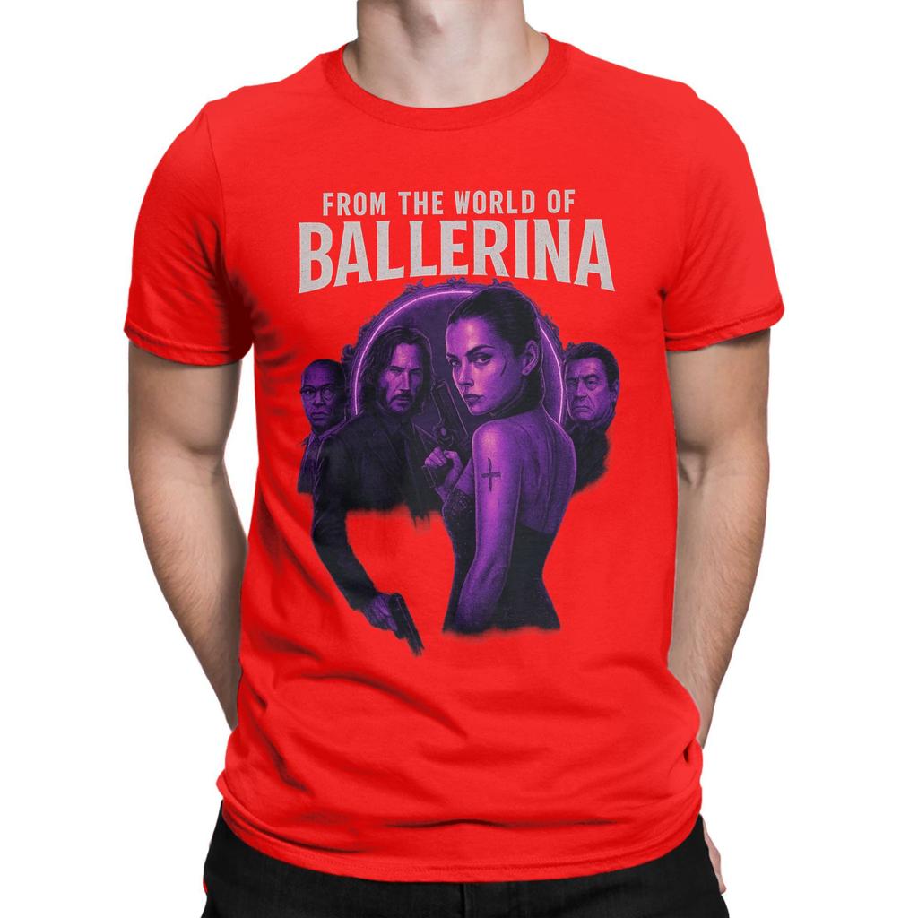 From the World of John Wick Ballerina 2025 Movie T Shirt Summer Harajuku T Shirts Men 100 Cotton ONeck Plus Size Top Tees Top