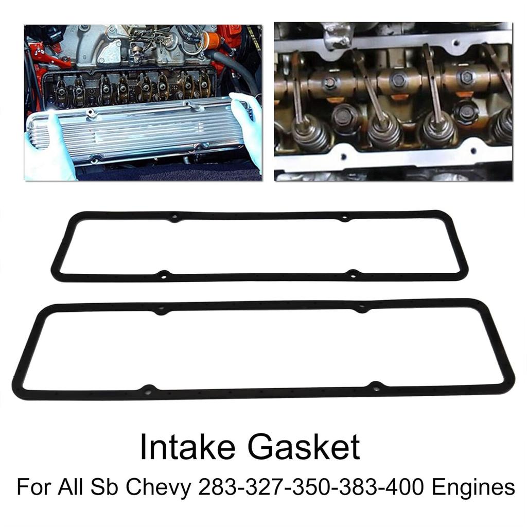 Small Block SB Chevy Valve Covers Set SBC Steel Core Rubber Valve Cover Gaskets 7484BOX Compatible with Chevy 350 305 283 327 400 383 302 307 SBC