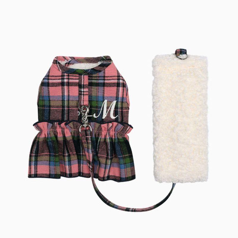 Шлейка MIMINKO M с логотипом в клетку и рюшами [DP3XP4320]