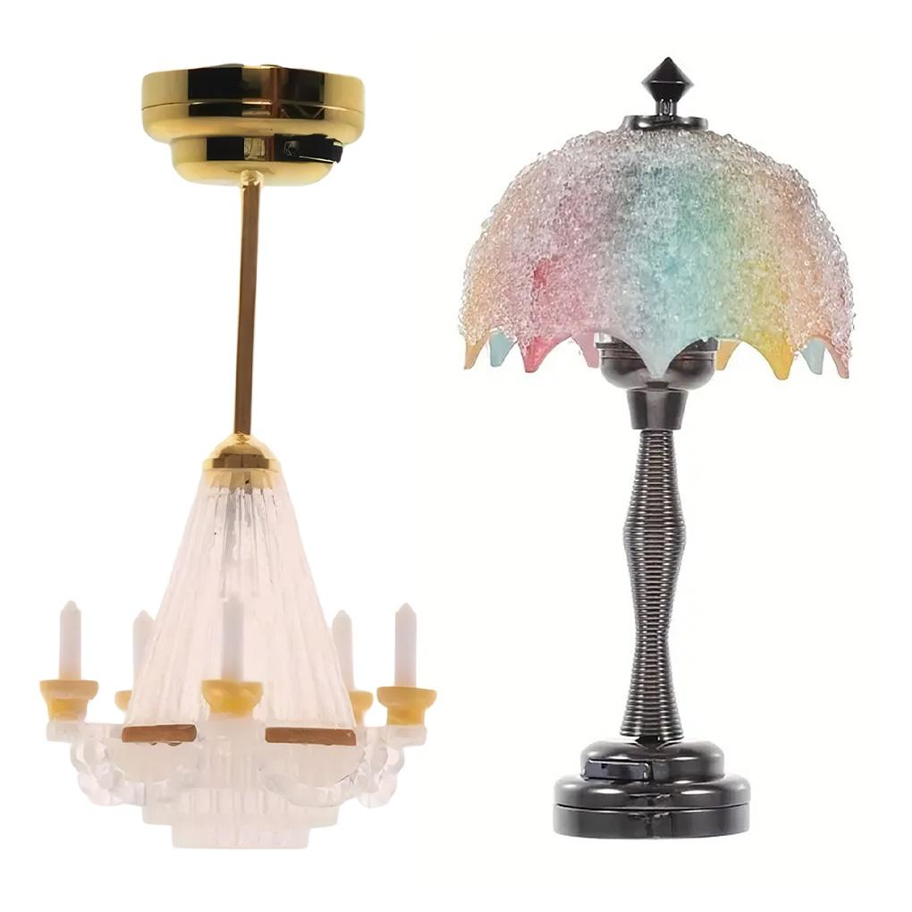 1/12 Светодиодная настольная лампа для кукольного домика Сделай сам Мини Готическая настольная лампа Сделай сам Теплый белый светодиодный настенный светильник Украшение кукольного домика Модель для демонстрации