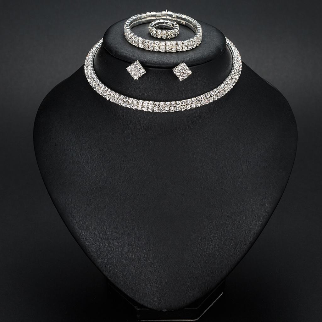 Классическое ожерелье-чокер со стразами, серьги и браслет, свадебные комплекты ювелирных изделий, свадебные аксессуары MIT