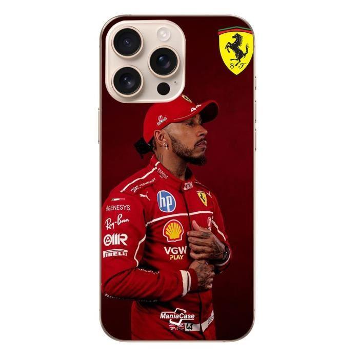 Case - Ferrari - Iphone 16 Pro Max - Soft - Black - Lewis Hamilton Pattern