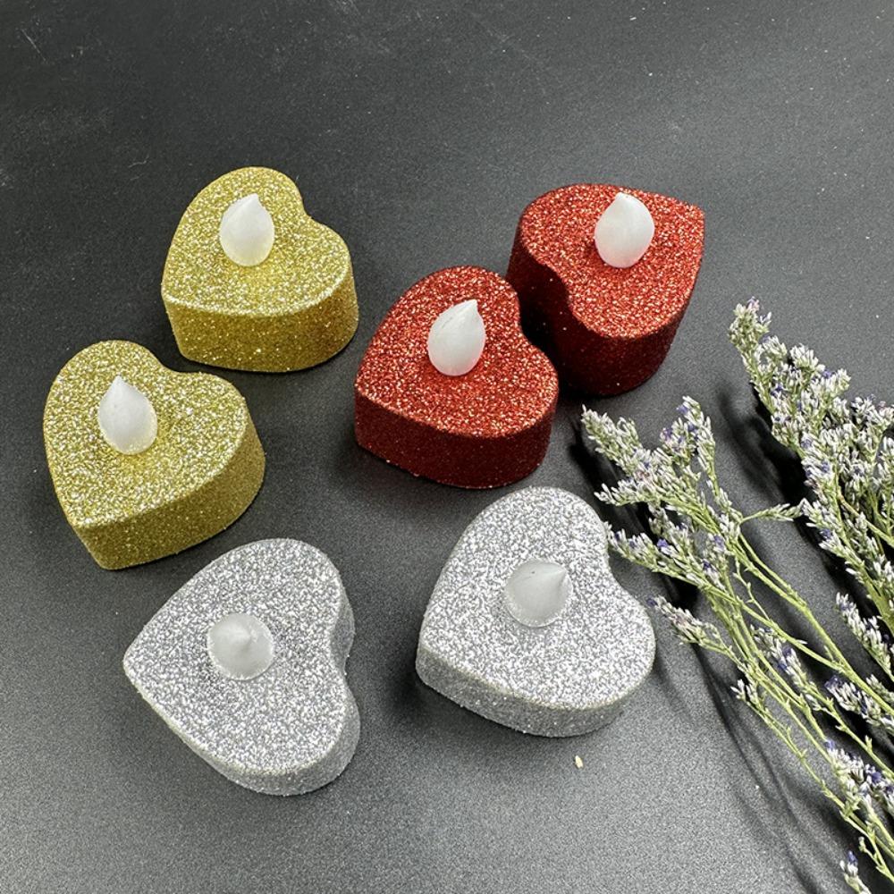 24PCS LED Tea Lights Candles Heart Flameless Candles Battery Valentine's Day Wedding Anniversary Decoration