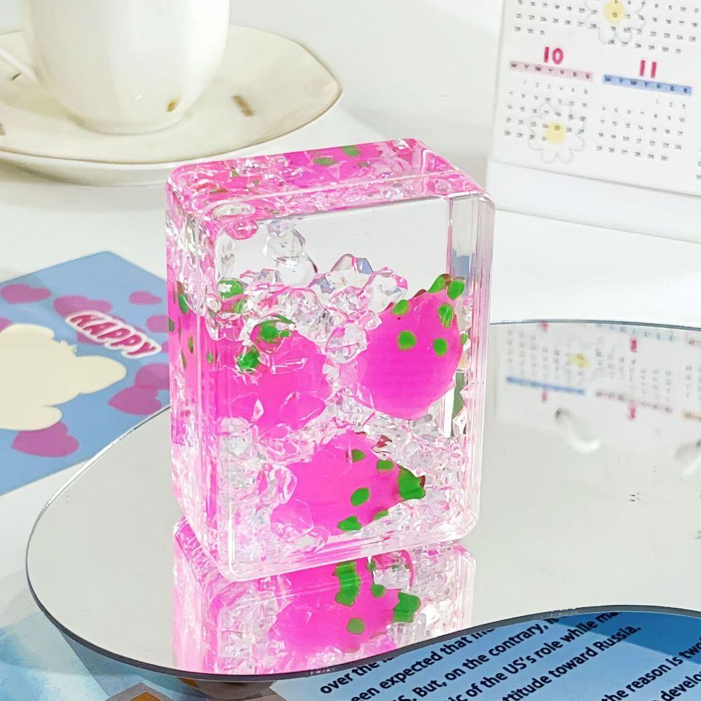 Rectangular Acrylic Ornament Transparent Oil Flowing Sand Ornament Fruit Sand Ornament Home Decor